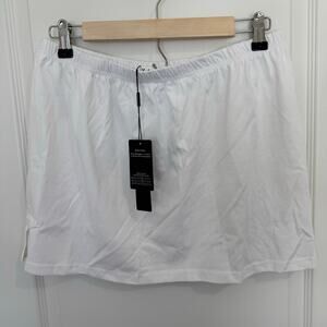 NWT Ababalaya Mini Skirt White Stretch Waist Women’s Plus 2XL  Cover-Up Beach
